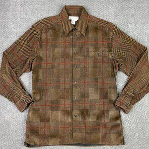 Ermenegildo Zegna Houndstooth Corduroy Shirt Men's Medium Brown Cotton Italy